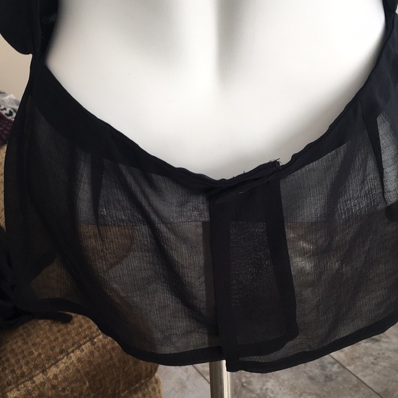 LINDA ALLARD ELLEN TRACY REAL SILK SHEER OPEN BACK TIE NECK TOP - Picture 3 of 5